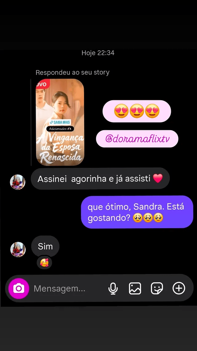 Sandra aprovando o servico