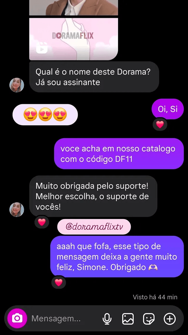 Simone feliz com o suporte